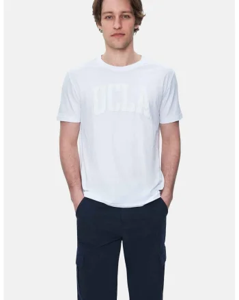 Tricou regular fit, decolteu la baza gatului, imprimeu cu logo, Alb, CULVER
