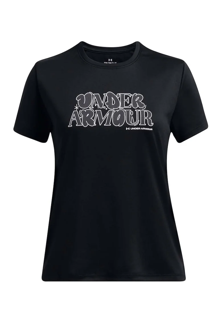 Tricou cu logo pe piept pentru fitness Wordmark, Alb/Negru