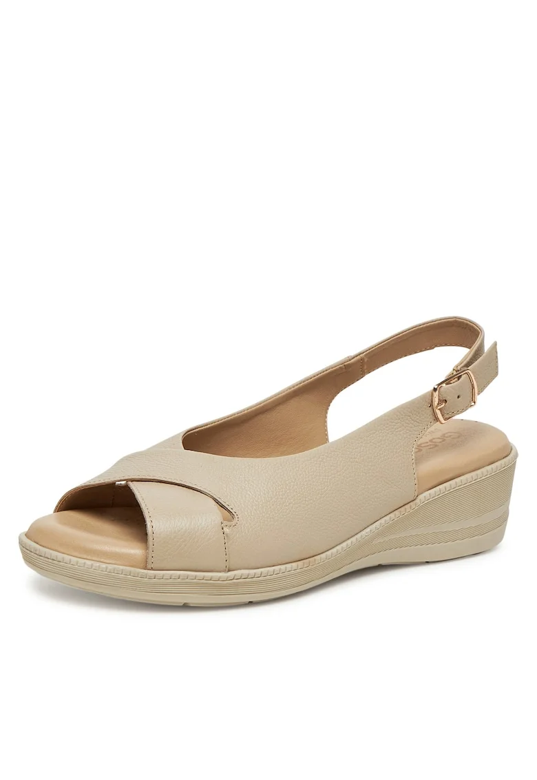 Sandale dama,  bej, piele naturala, Bej