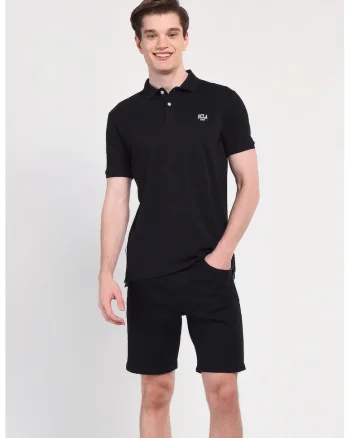 Tricou cu guler,  LAKE, Nergu, Negru