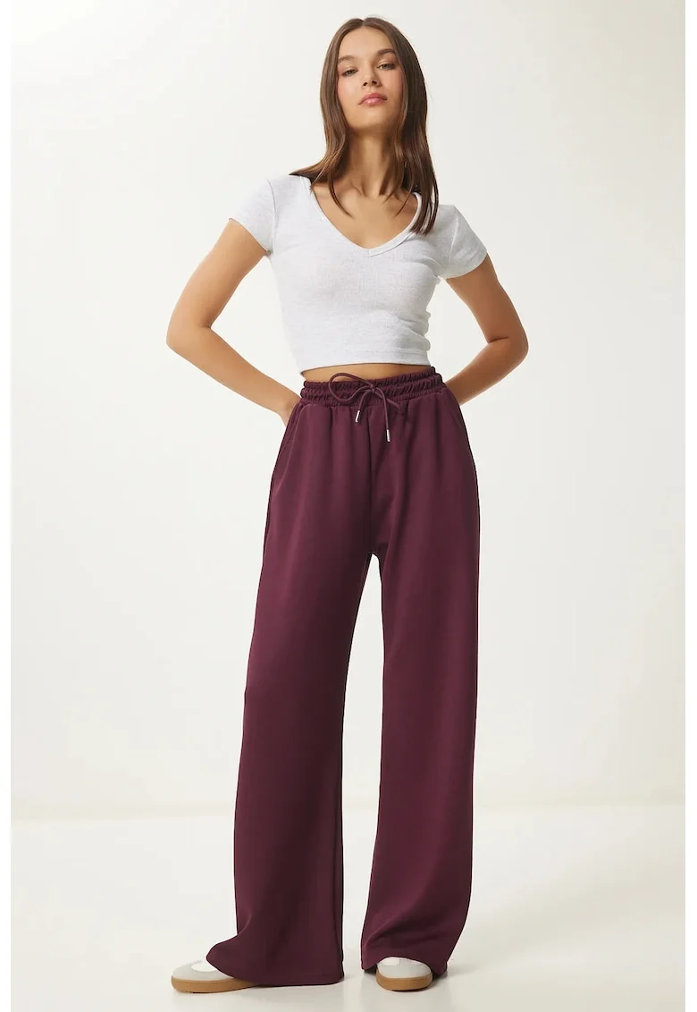 Pantaloni dama, Happiness Istanbul, pantaloni de trening, picior rosu, textil, Visiniu