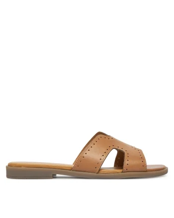 Papuci dama,  piele naturala, maro