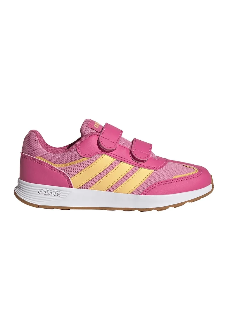 Pantofi sport Tensaur din piele ecologica si plasa, cu velcro, Galben/Roz deschis