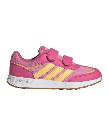 Pantofi sport Tensaur din piele ecologica si plasa, cu velcro, Galben/Roz deschis