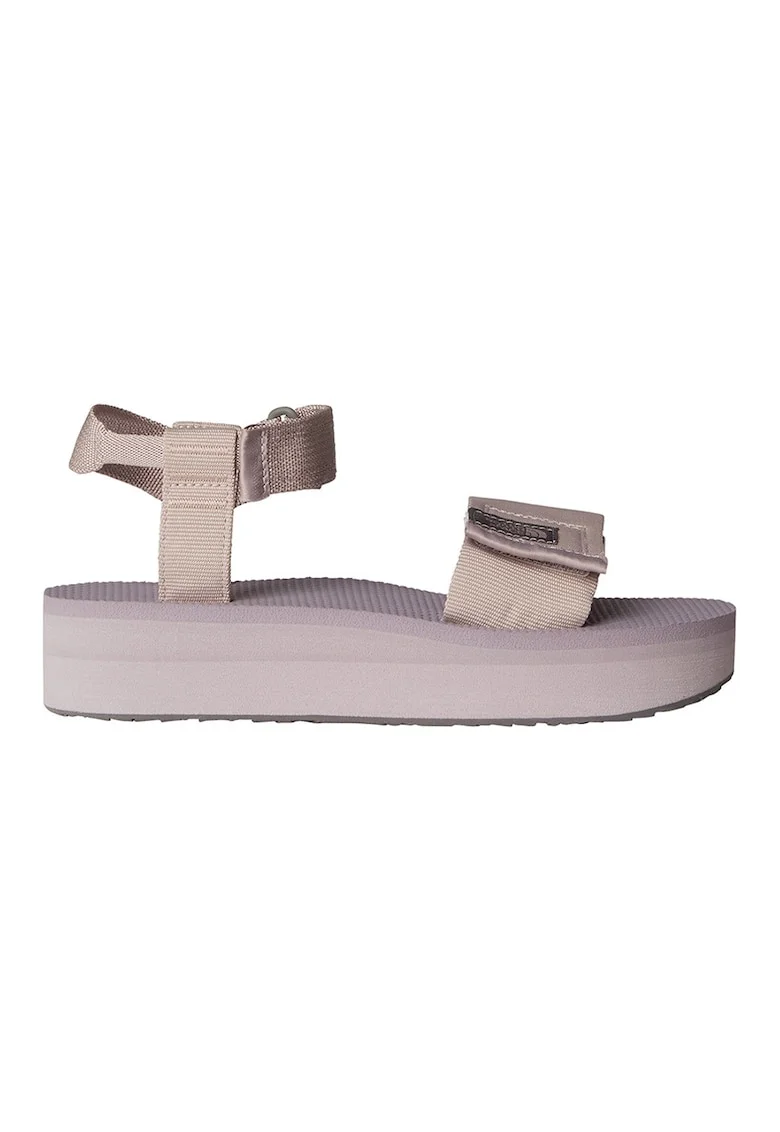 Sandale cu talpa flatform si barete cu inchidere velcro Skeena, Bej/Liliac prafuit