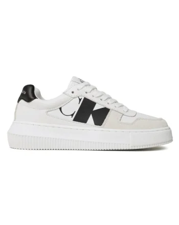 Pantofi sport  pentru Femei, chunky cupsole laceup mix lth wn, YW0YW01046-YBR, Alb, Alb