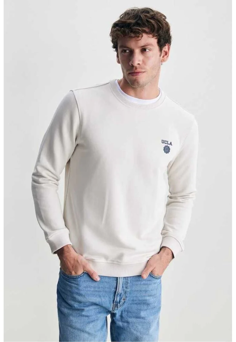 Bluza de trening cu decolteu la baza gatului,  VALLEY, Alb