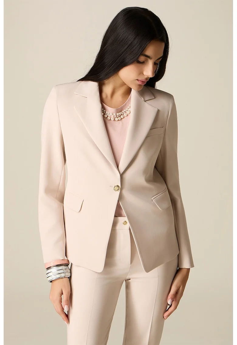 Sacou uni cu buzunare cu clapa, Bej deschis