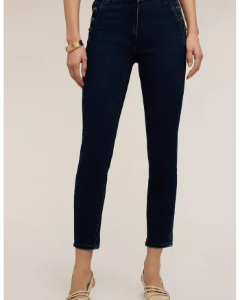 Blugi crop cu croiala skinny, Bleumarin