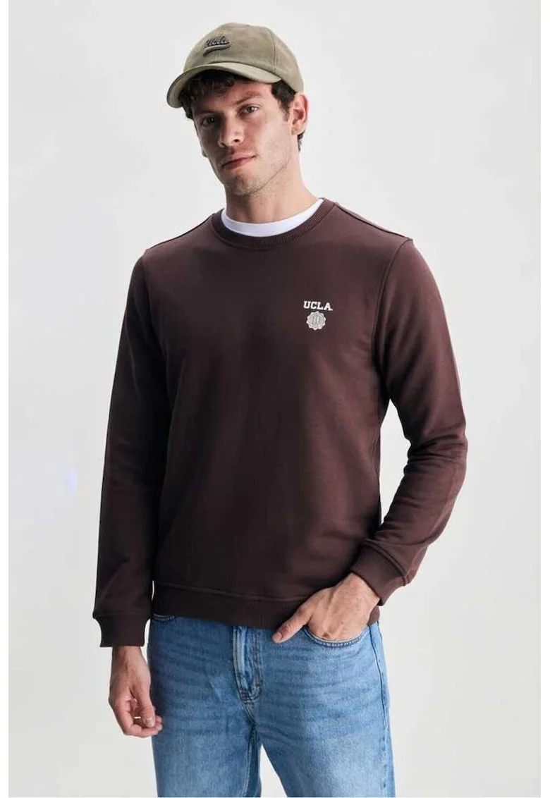 Bluza de trening cu decolteu la baza gatului,  VALLEY, Maro