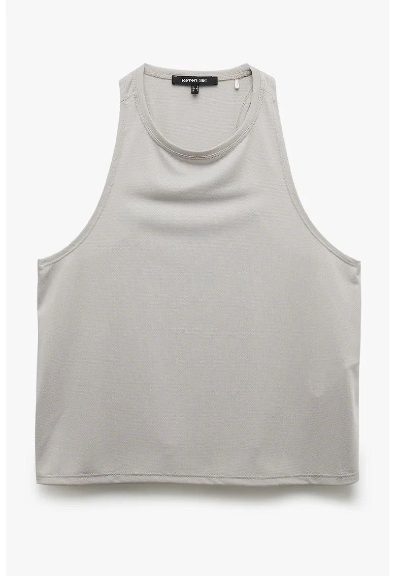 Top crop cu model uni, Gri deschis