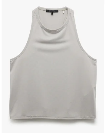 Top crop cu model uni, Gri deschis