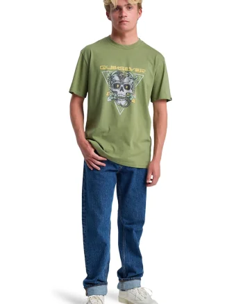 Tricou din bumbac cu imprimeu, Alb/Galben/Kaki pal