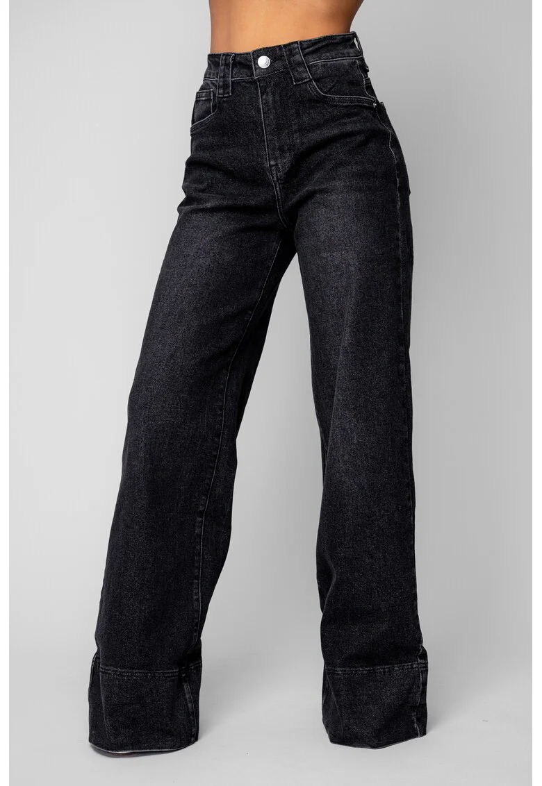 Blugi elastici largi Black 20106, Negru