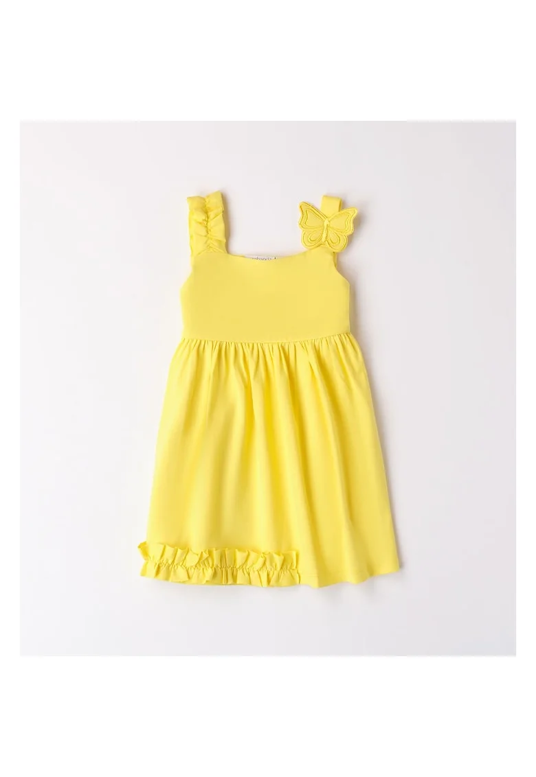Rochie cu aplicatie fluturas si volane pentru fete,  0.8348, Galben