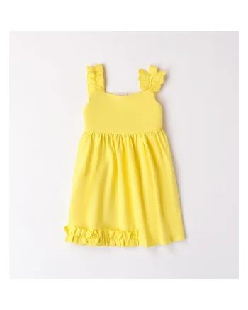 Rochie cu aplicatie fluturas si volane pentru fete,  0.8348, Galben