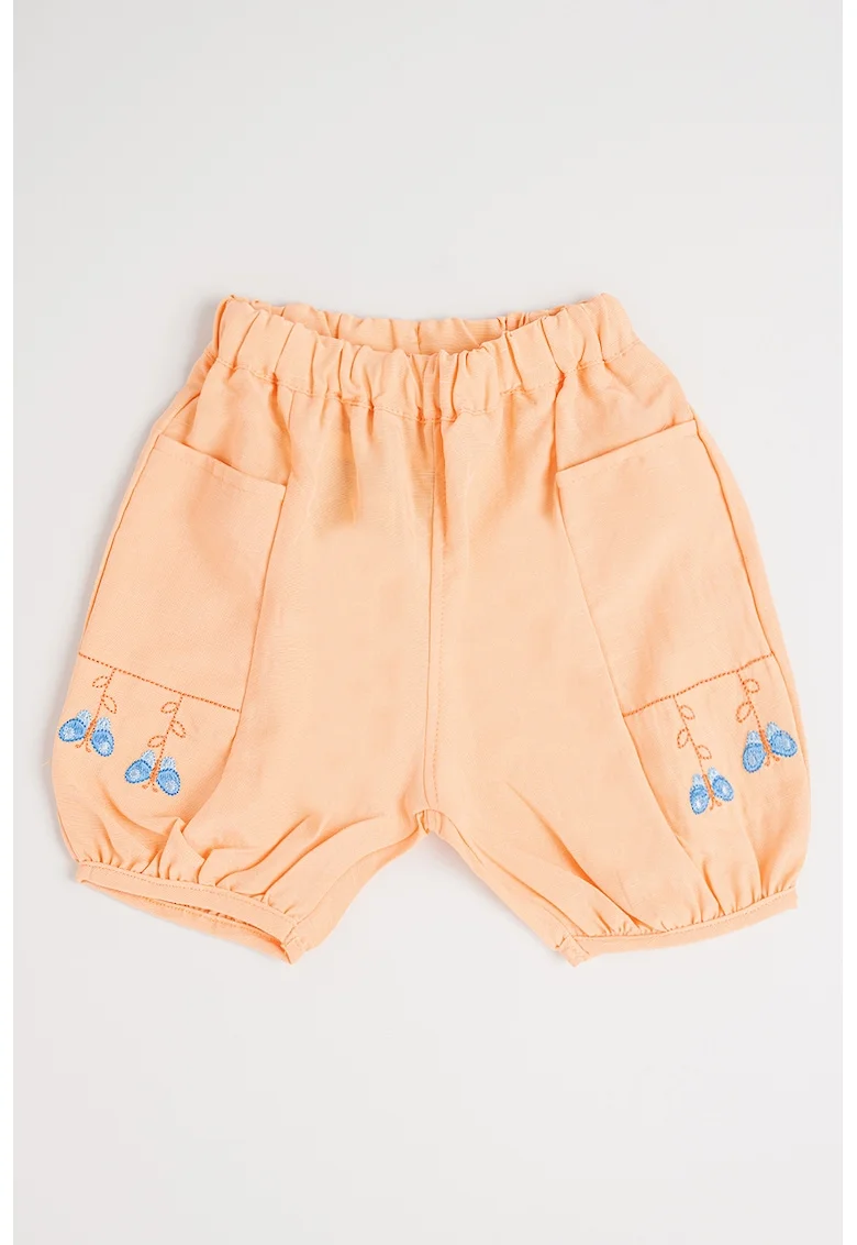 Pantaloni din amestec de in cu buzunare laterale, Portocaliu pal