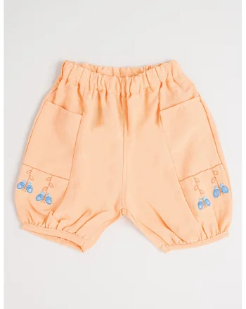 Pantaloni din amestec de in cu buzunare laterale, Portocaliu pal