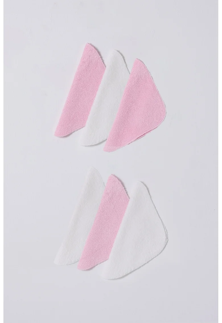 Set de prosoape mici - 6 piese, Roz pastel/Alb optic