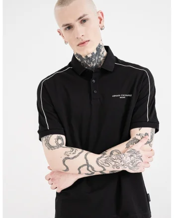 Tricou polo de bumbac cu logo discret, Alb/Negru