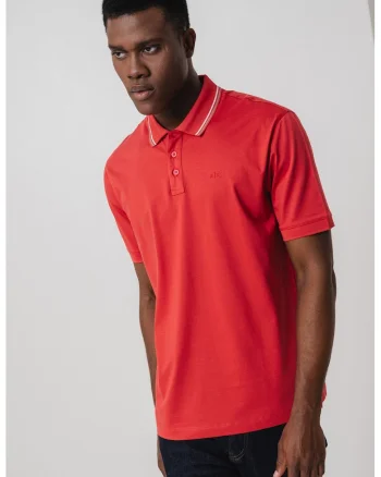 Tricou polo cu model uni, Rosu