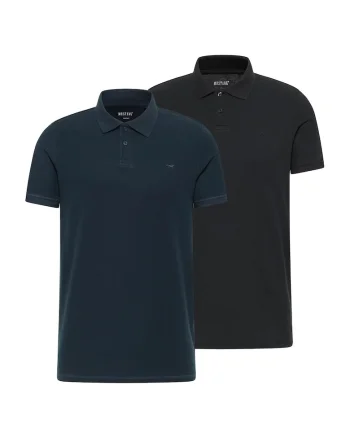 Set de tricouri polo din bumbac pique organic - 2 piese, Negru/Albastru inchis