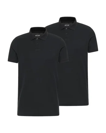 Set de tricouri polo din bumbac pique organic - 2 piese, Negru