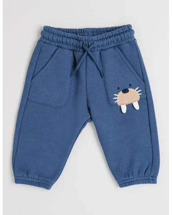 Pantaloni de trening din amestec de bumbac, Albastru inchis