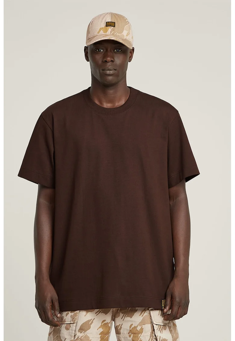 Tricou lejer de bumbac organic Essential, Maro inchis/Maro