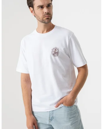 Tricou cu imprimeu pe partea din spate, Maro inchis/Galben pal/Alb optic