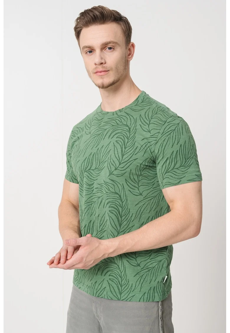 Tricou cu imprimeu grafic, Verde pal