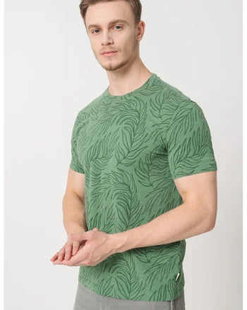 Tricou cu imprimeu grafic, Verde pal