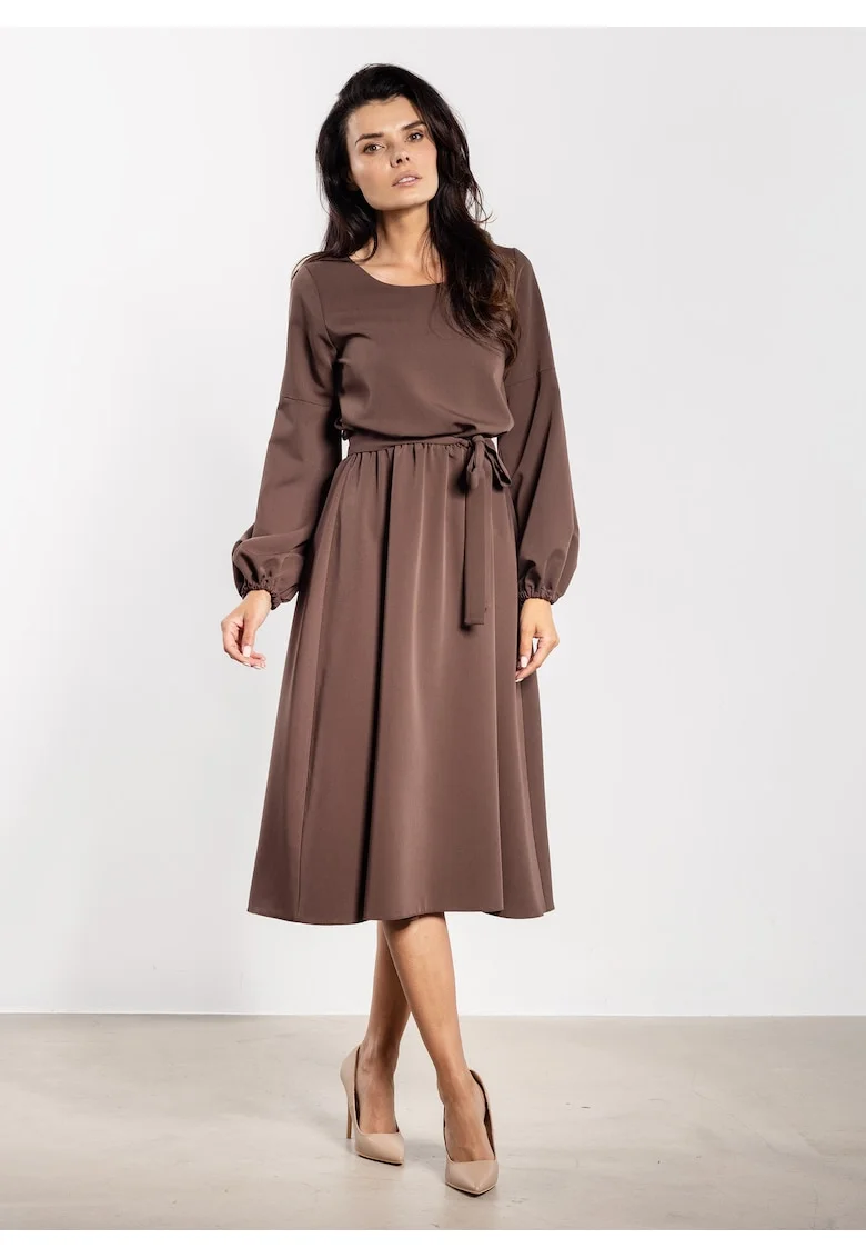 Rochie  A742, ciocolatiu, poliester-elastan