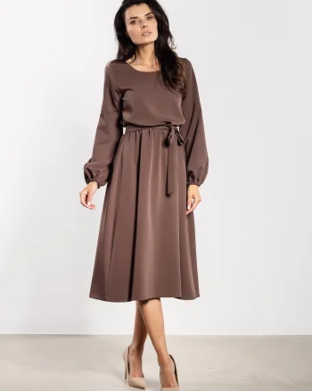 Rochie  A742, ciocolatiu, poliester-elastan