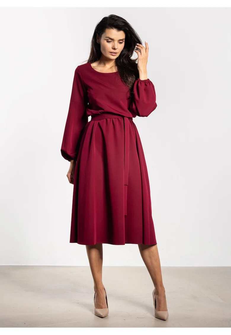 Rochie midi,  A742, Rosu