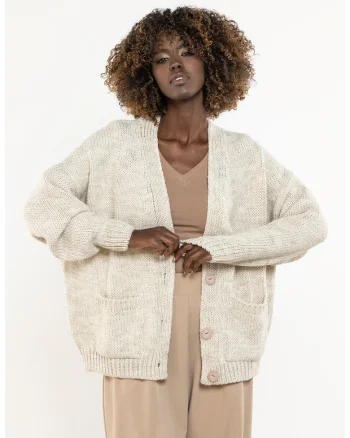Cardigan dama A756,  Nylon, Bej