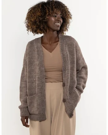 Cardigan dama A756,  Nylon, Mocca