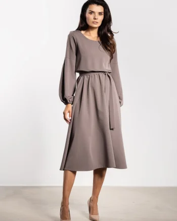 Rochie midi,  A742, Bej