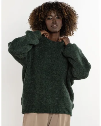 Pulover dama A757,  Lana, Verde inchis