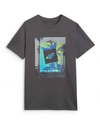 Tricou Barbati  Antracit 100% Bumbac, Imprimeu Surf, Sportstyle, Gri antracit