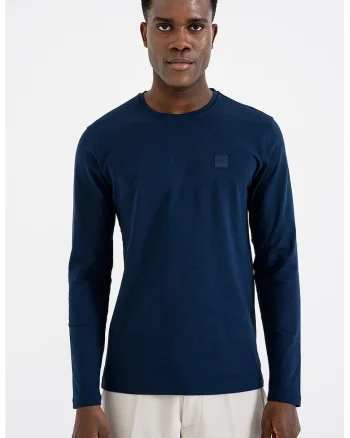 Bluza din bumbac cu aplicatie logo Tacks, Albastru/Bleumarin