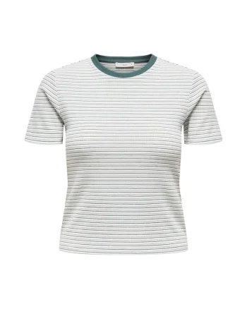 Tricou slim-fit cu dungi Lupe, Alb/Verde