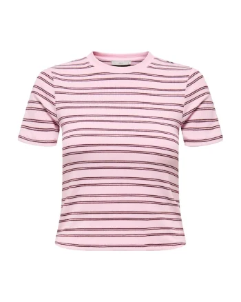 Tricou slim-fit cu dungi Lupe, Rosu/Roz