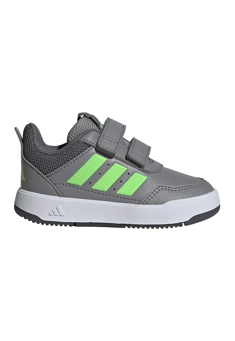 Pantofi sport Tensaur Sport 3.0 de piele ecologica cu velcro, Gri deschis/Verde electric