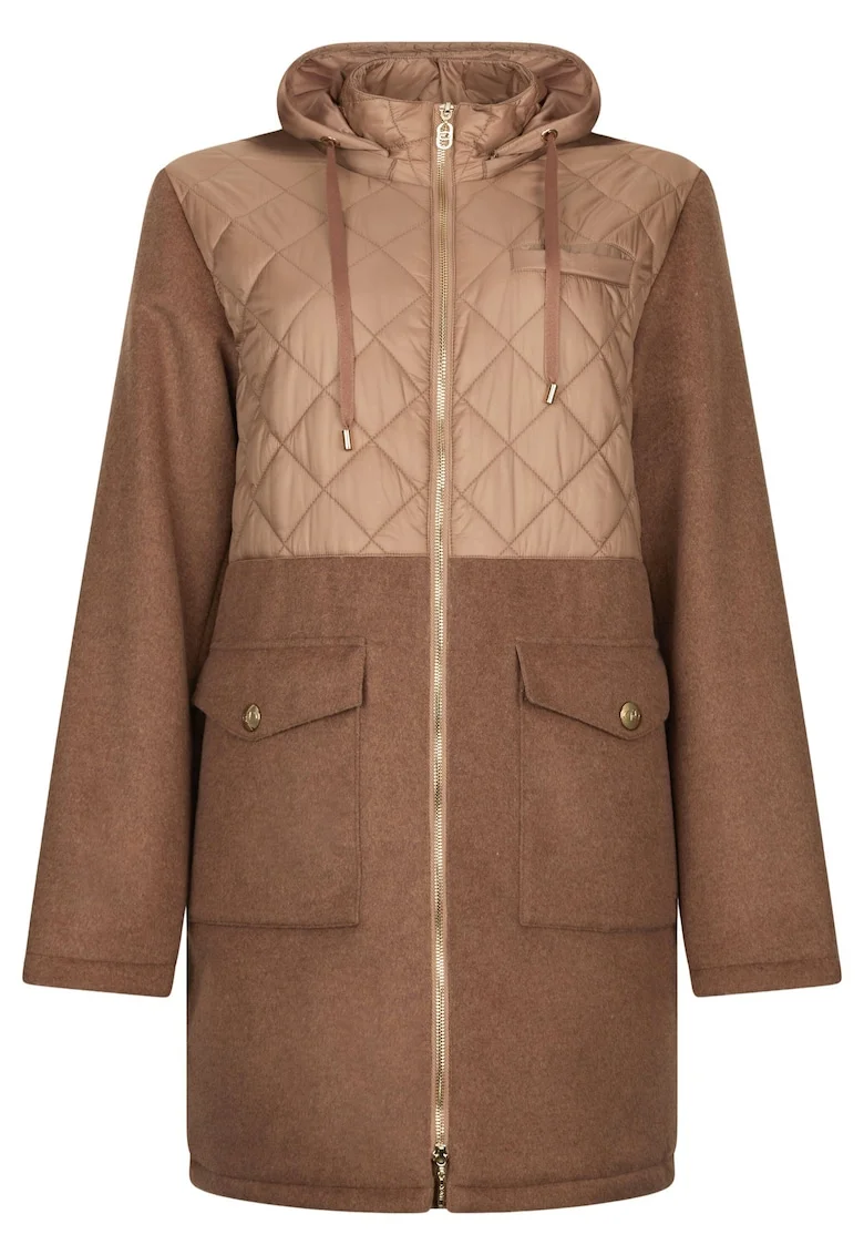 Geaca parka din amestec de lana, Caramel
