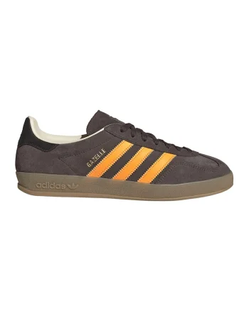 Pantofi sport Gazelle Indoor de piele intoarsa cu benzi logo contrastante, Maro inchis/Portocaliu mandarina