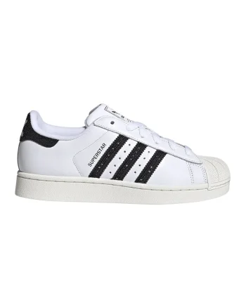 Pantofi sport Superstar II de piele cu strasuri, Negru stins/Alb optic/Alb murdar