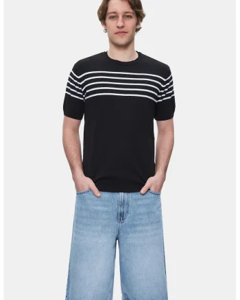 Tricou regular fit cu decolteu la baza gatului Kendrick, Negru