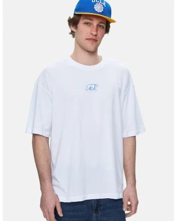 Tricou regular fit, decolteu la baza gatului, imprimeu cu logo, Alb, SINCLAIR, Alb