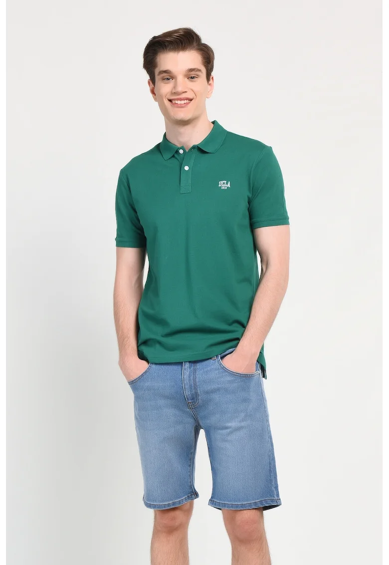 Tricou polo cu logo discret Lakes, Verde inchis
